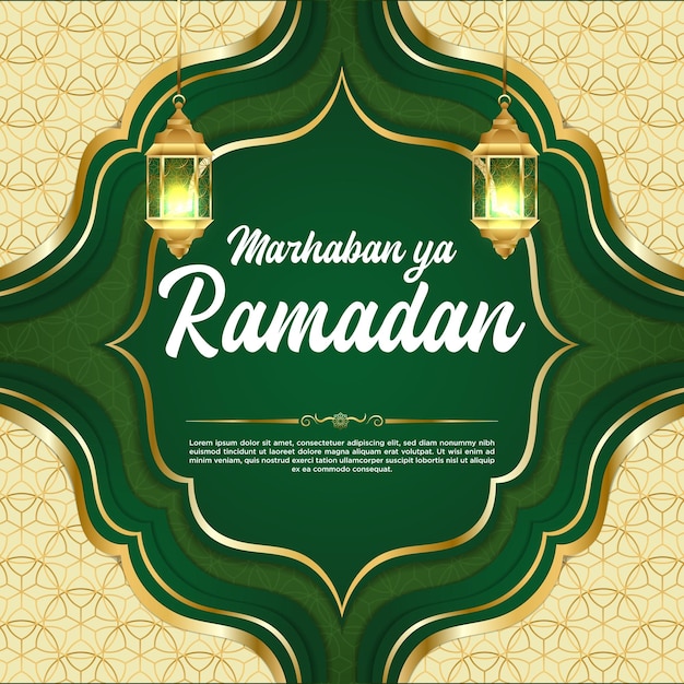 Vector Green Luxury Ramadan Kareem Social Media Post Template