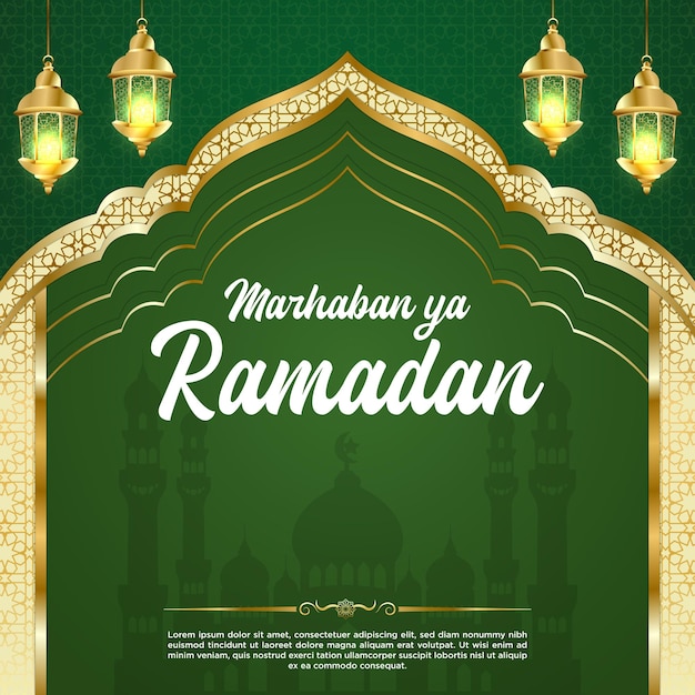 Vector Green Luxury Ramadan Kareem Social Media Post Template