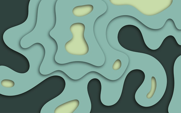 Vector green paper cutout background pattern of lines and waves