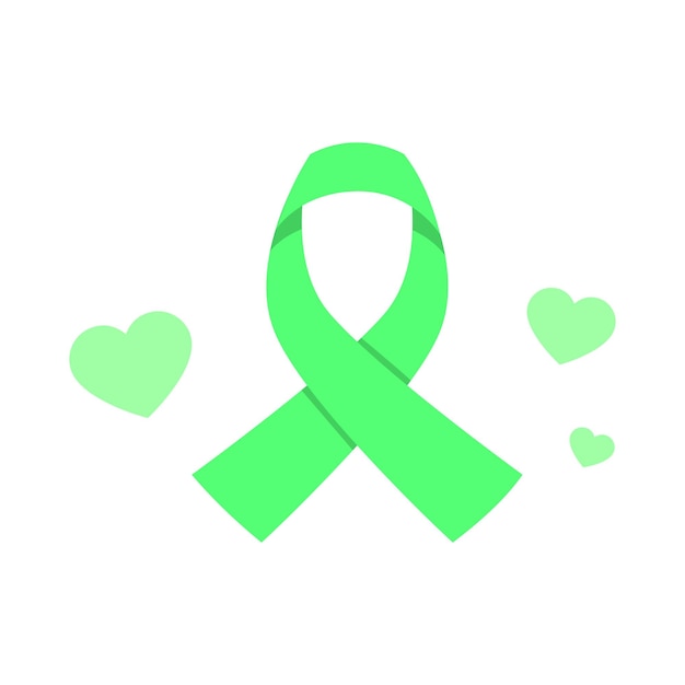 Vector vector green ribbon symbol of breast cancer disease vector illustration isolated on background