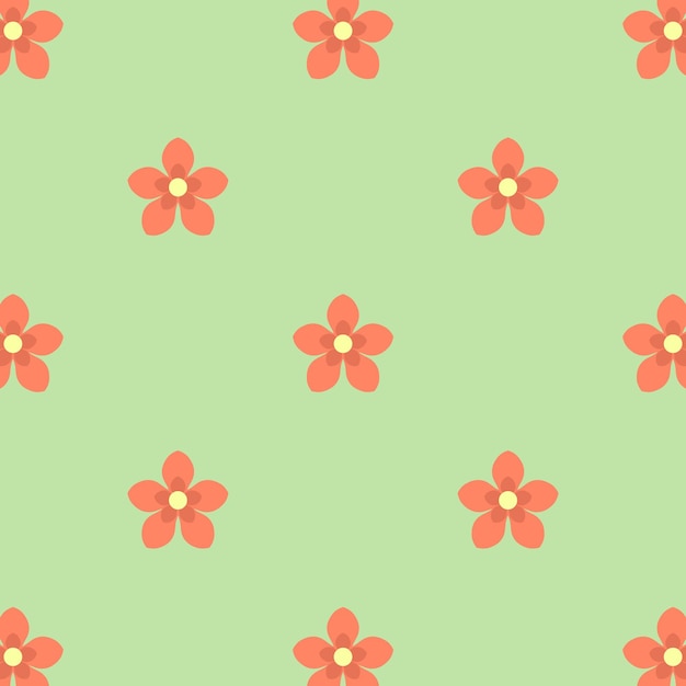 Vector green seamless pattern with white flowers