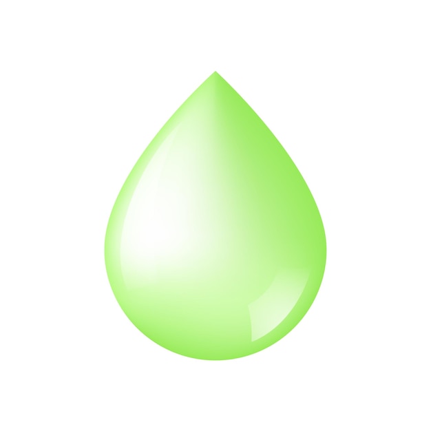 Вектор зеленой блестящей капли воды на белом фоне