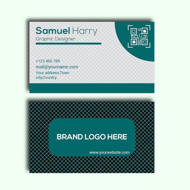 Vector green and white business card template