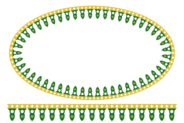 Вектор зеленый желтый овальное украшение традиционный дом старой Джакарты, Индонезия