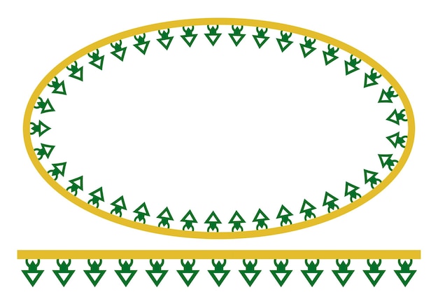 Vector green yellow Oval Decoration Traditional House of Old Jakarta, Indonesia