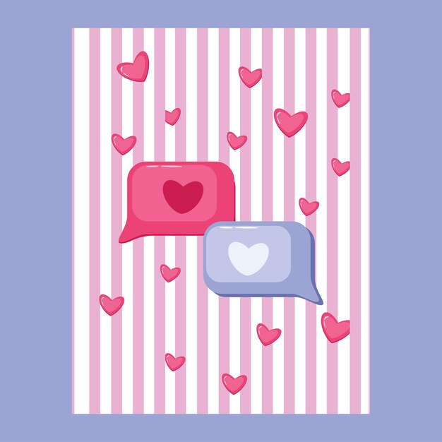 Vector greeting card love valentine hearts