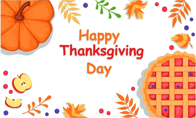 Vector greeting design in flat style for Thanksgiving Day.