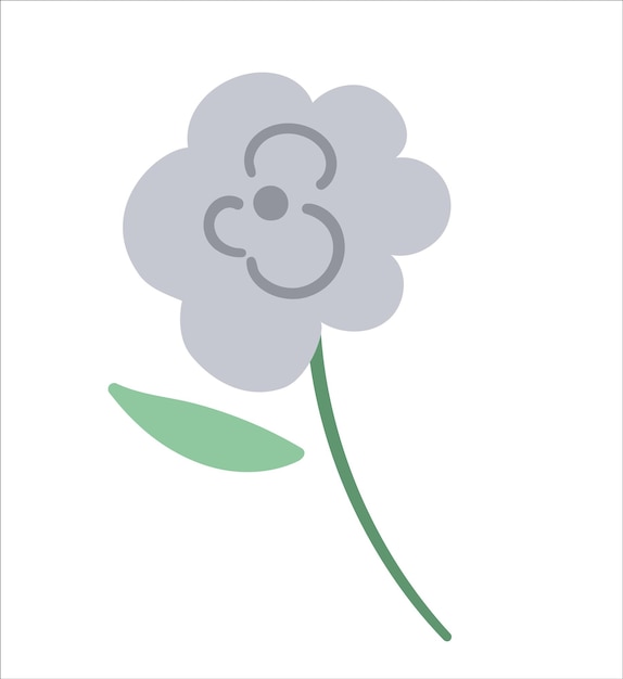 Векторный серый цветок на белом фоне Цветочный декоративный элемент Красивый весенний или летний клипарт на белом фонеxA