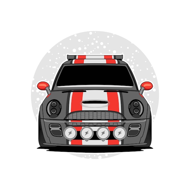 Vector grey red urban car vector illustration along with circle backgound