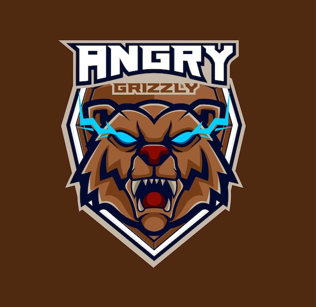 Vector grizzly bear mascot logo template