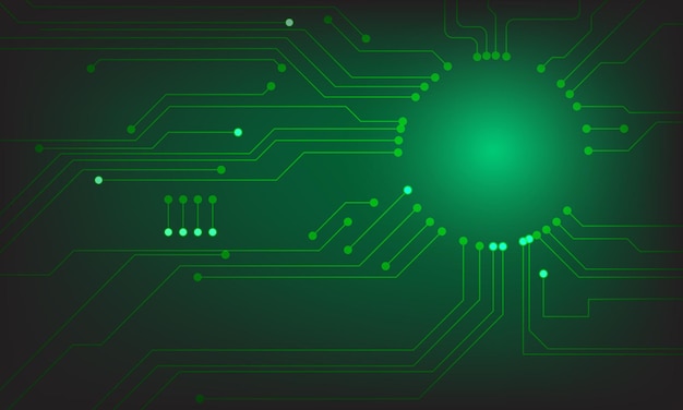 Vector groen bord elektronische lijn circuit processor data verbinding technologie hitech achtergrond wetenschap concept