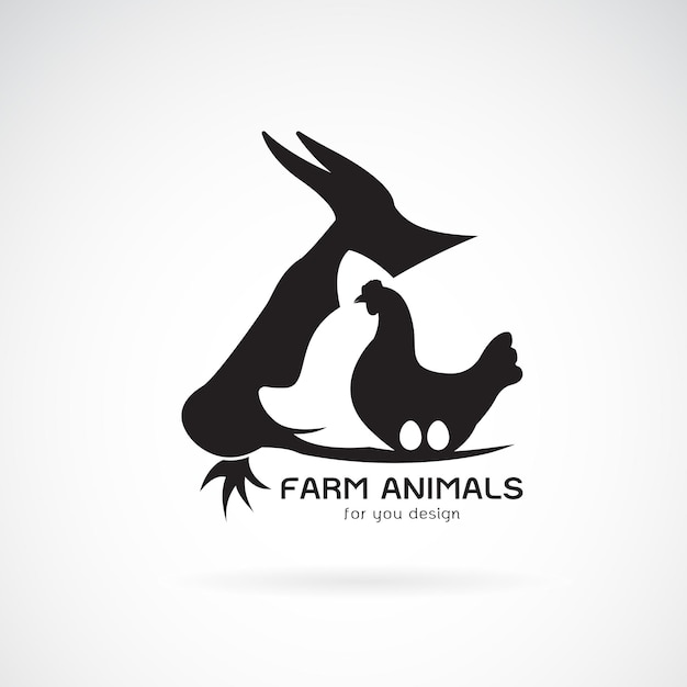 Vector group of animal farm label., cow,pig,chicken,egg. logo animal. easy editable layered vector illustration.