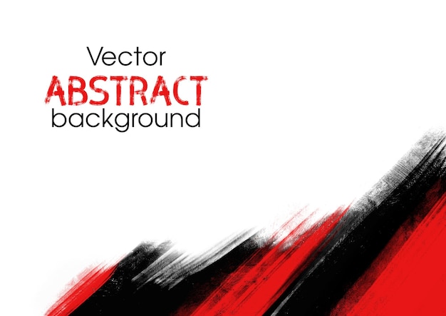 Vector grunge background. Splashes and smudges as from a brush. Red and black shapes.