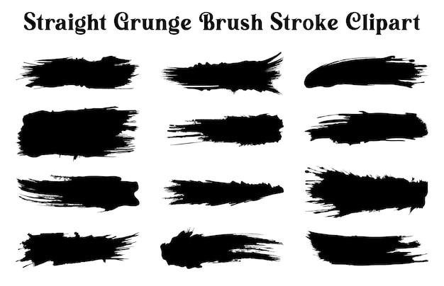 Vector Grunge brush strokes Bundle Collection of paint brush silhouettes Set