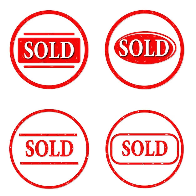 векторный гранж красный проданное слово резиновая марка бонус знак наклейка набор винтажный круг этикетка