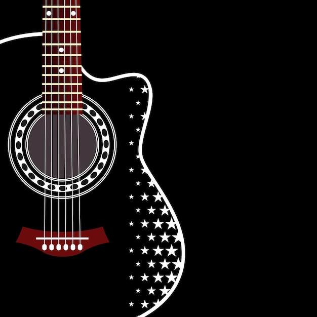 Vector vector grungy background with black acoustic guitar