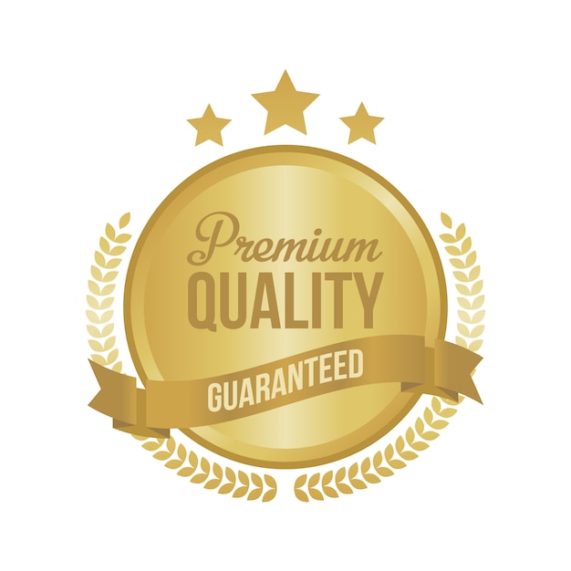 Vector vector guaranteed premium quality gold sign, round label