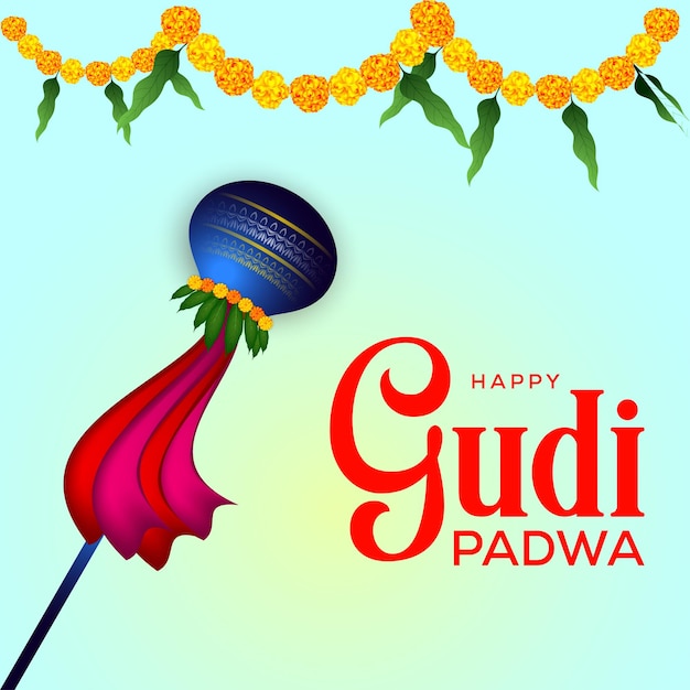 Vector Gudi padwa festival design for indian new year