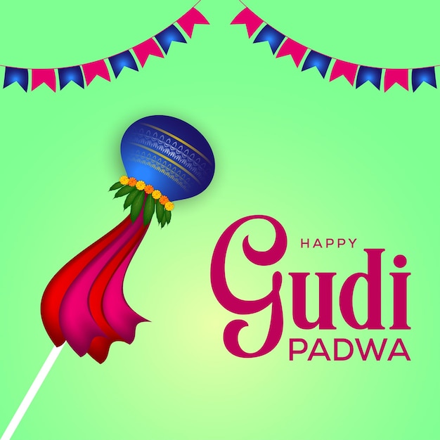Vector Gudi padwa festival ontwerp voor het Indiase nieuwjaar.