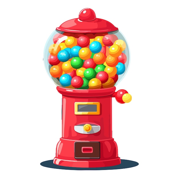 Vector vector gum ball machine red dispenser with colored bub