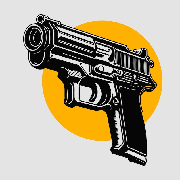 vector gun pistol Line art vector icon illustration Isolated object icon concept