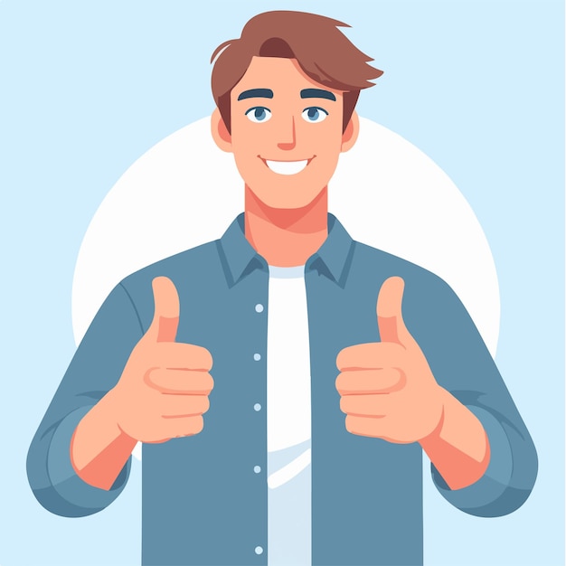 Vector guy expressing thumbs up