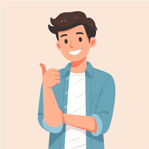 Vector guy expressing thumbs up