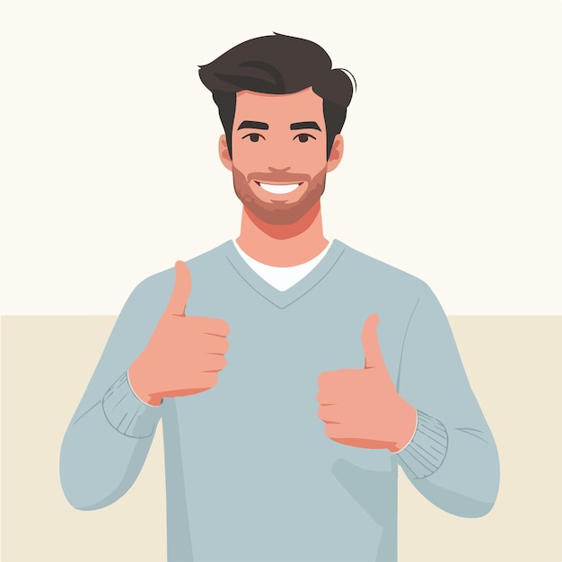 Vector guy expressing thumbs up