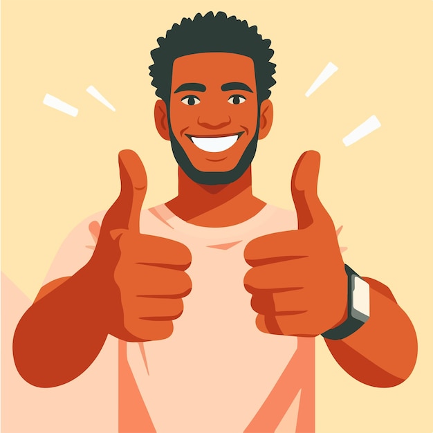 Vector guy expressing thumbs up