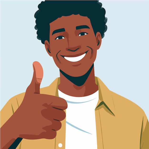 Vector guy expressing thumbs up