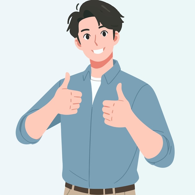 Vector guy expressing thumbs up