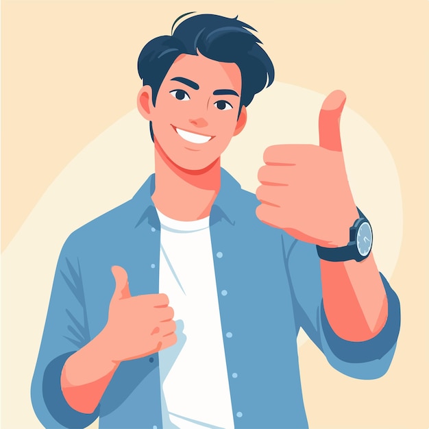 Vector vector guy expressing thumbs up