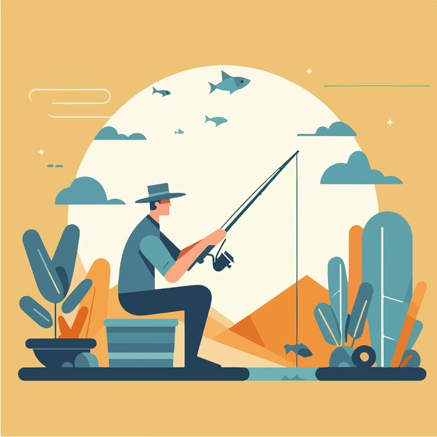 Vector vector guy fishing