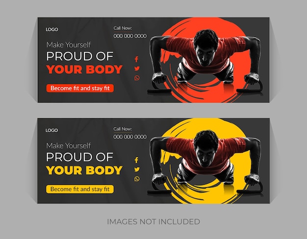 Vector gym and fitness facebook cover template