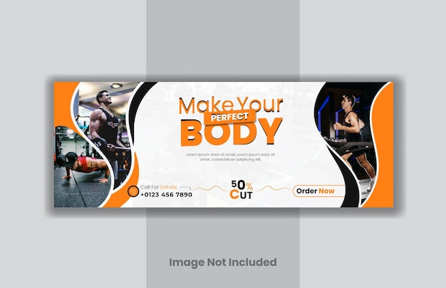 Vector vector gym and fitness facebook cover and web banner design