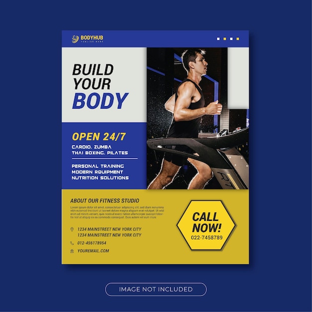 Vector gym amp fitness flyer template
