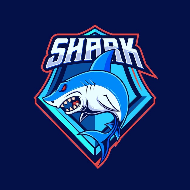 Vector haai mascotte logo sjablonen voor sport en gaming team geïsoleerd