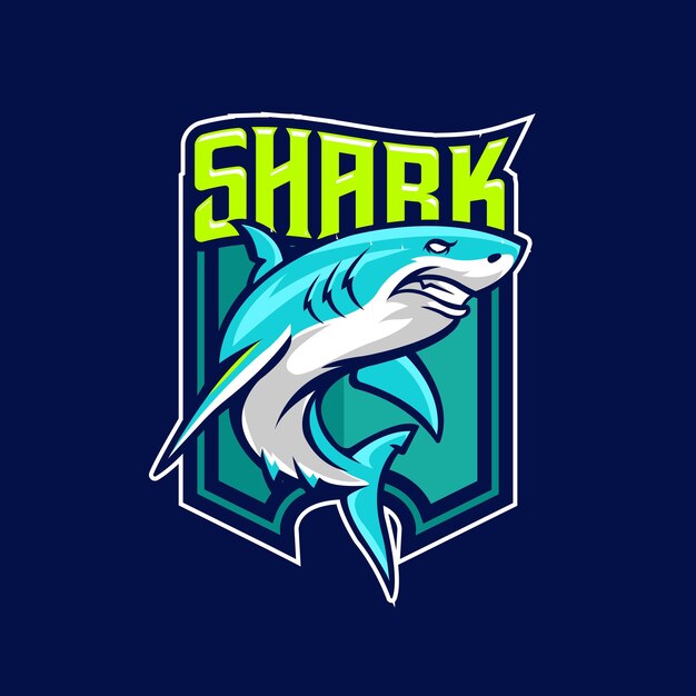 Vector haai mascotte logo sjablonen voor sport en gaming team geïsoleerd