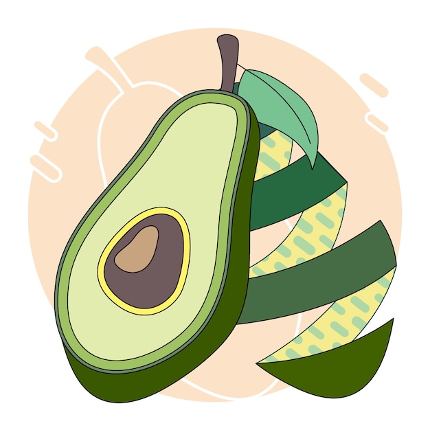 vector half gesneden fruit avocado