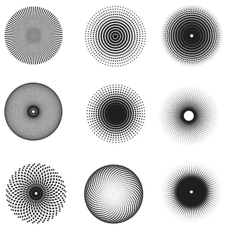 Vector vector of halftone nine design elements