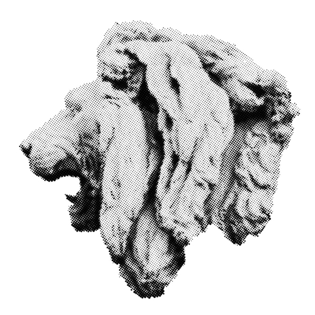 Vector Halftone Sculpture of Lion head Universal Dotted Halftone Graphic Element for your design