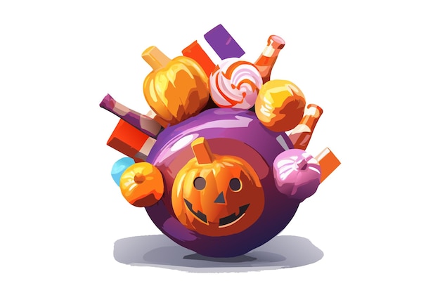 vector halloween candy bag kleurrijke vakantie snoepjes lachende snoepjes vector illustratie op witte achtergrond