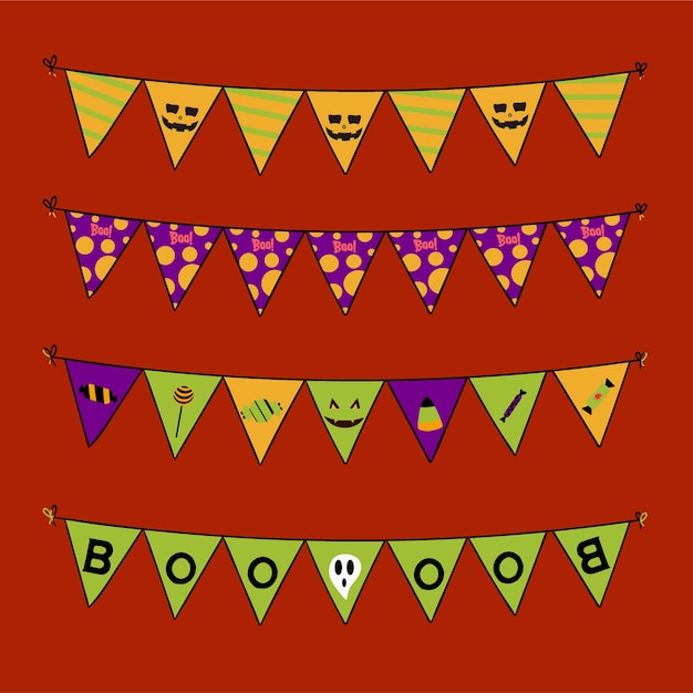 Vector vector halloween decoration garland collection