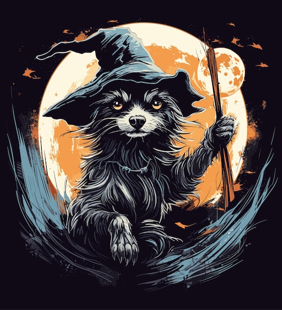 Vector Halloween dog art illustration