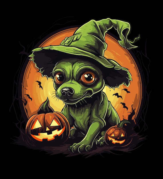 Vettore illustrazione di arte del cane di halloween di vettore