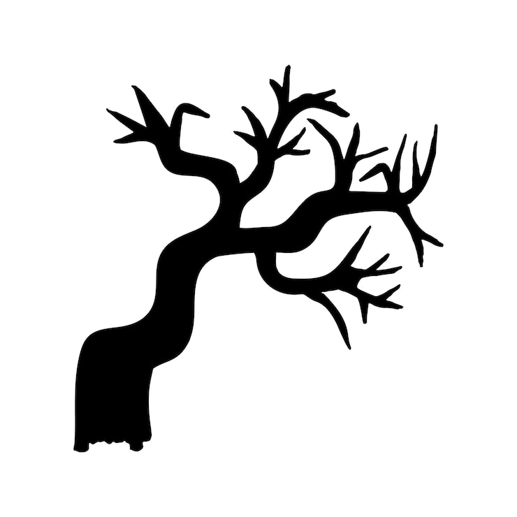 Vector vector halloween dry tree clipart. funny, cute illustration for seasonal design, textile, decoration kids playroom or greeting card. hand drawn prints and doodle.