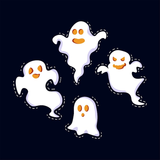 Дизайн коллекции векторных призраков Хэллоуина