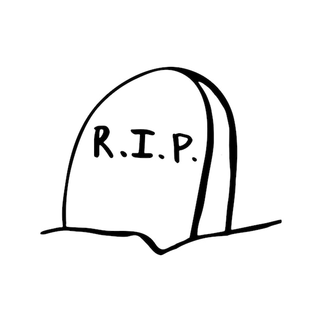 Lapide di halloween di vettore, clipart del cimitero. illustrazione divertente e carina per il design stagionale, tessile, decorazione sala giochi per bambini o biglietto di auguri. stampe disegnate a mano e scarabocchi.