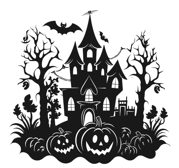 Vector halloween haunted house background for halloween party Happy halloween