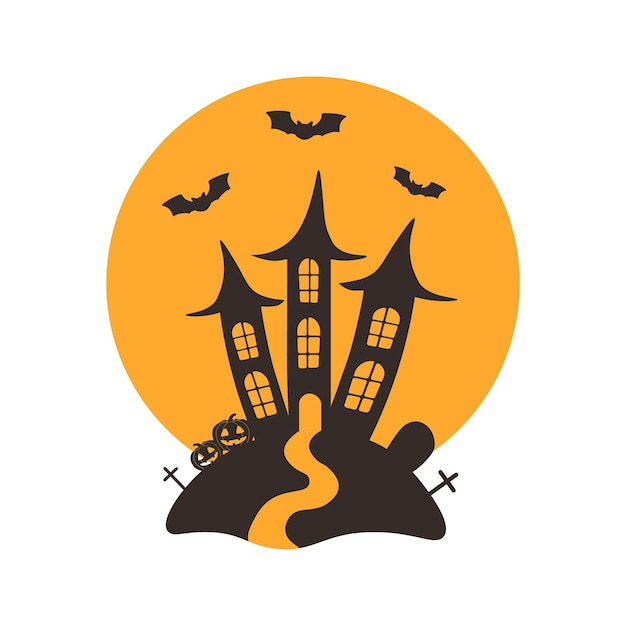 Vector vector halloween-illustratie met kasteel